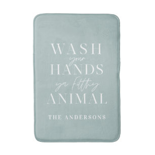 Tapis De Bain Lavez-vous les mains ya saleté animal drôle typogr