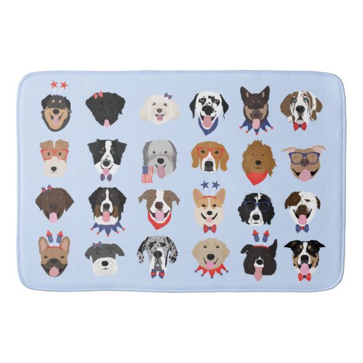 Tapis De Bain Le 4 Juillet Dog Visages (Devant)