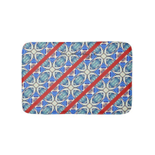 Tapis De Bain Le mandala bleu diagonal coeur motif Thunder_Cove