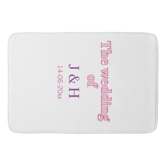 Tapis De Bain Le mariage du nom de couple lettre initiale date (Devant)