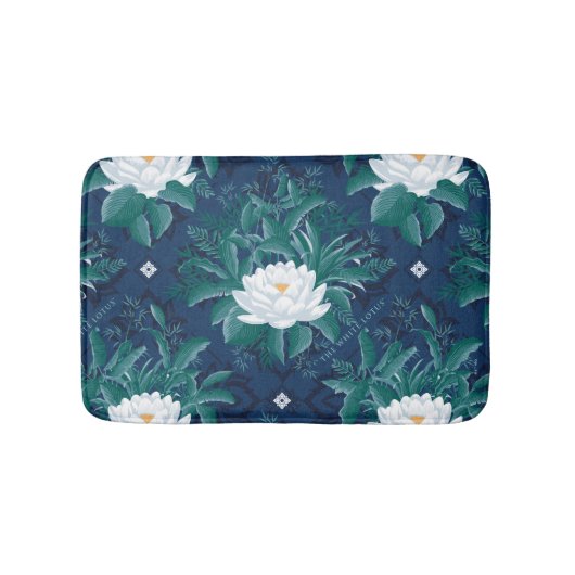 Tapis De Bain Le Motif blanc Lotus Midnight Lotus (Devant)