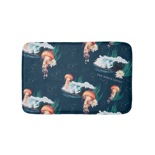 Tapis De Bain Le Motif de la méduse blanche Lotus Ocean (Devant)
