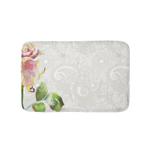 Tapis De Bain Le motif floral fleuri avec l'aquarelle rose s'est