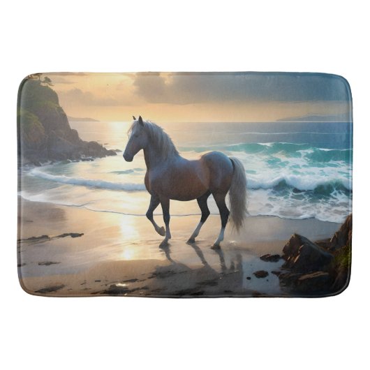 Tapis De Bain Le Palomino Horse Sur La Plage, (Devant)