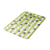 Tapis De Bain Le vert de chaux barre le motif pourpre d'oeillets (Angle)