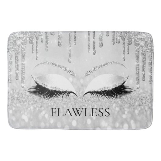 Tapis De Bain Lecteurs Parties scintillant Argent Nom Eyes Lashe (Devant)