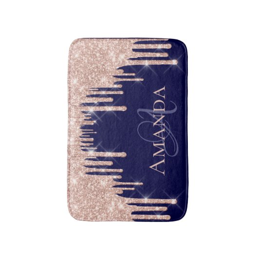 Tapis De Bain Lecteurs Rose Spark Blush Parties scintillant Nom  (Devant (Vertical))