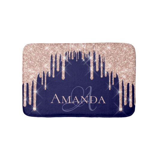 Tapis De Bain Lecteurs Rose Spark Blush Parties scintillant Nom  (Devant)