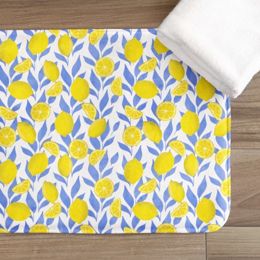 Tapis De Bain Lemons Blue Mediterranean