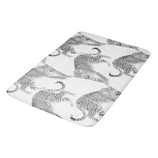 Tapis De Bain Léopard blanc noir (Angle)