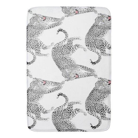 Tapis De Bain Léopard blanc noir (devant Vertical)