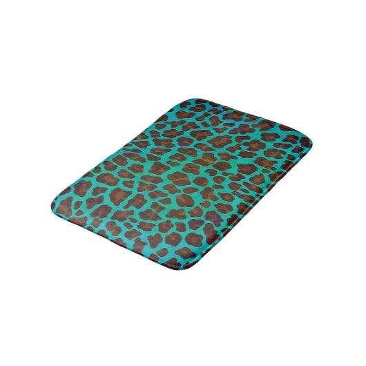 Tapis De Bain Léopard Brown et Turquoise (Angle)