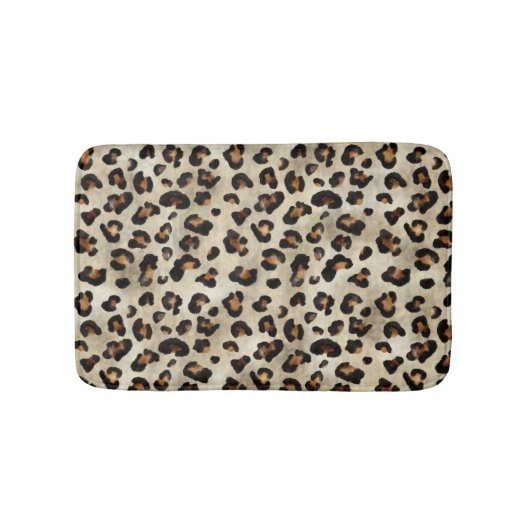 Tapis De Bain Leopard Cheetah Animal Print Pattern Beige Brown (Devant)
