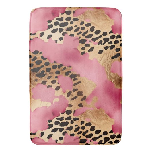 Tapis De Bain Léopard doré rose (devant Vertical)