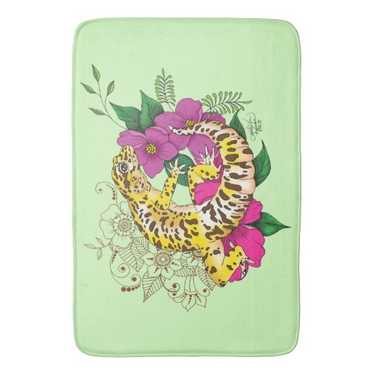 Tapis De Bain Léopard jaune Gecko Vert (devant Vertical)