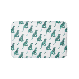 Tapis De Bain Léopard noir et Turquoise