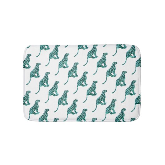 Tapis De Bain Léopard noir et Turquoise (Devant)