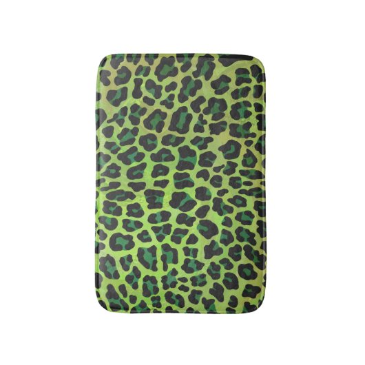 Tapis De Bain Léopard noir et vert (Devant (Vertical))