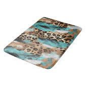 Tapis De Bain Léopard Noir Turquoise (Angle)