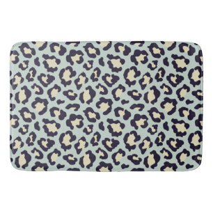 Tapis De Bain Léopard turquoise, noir, jaune tendance