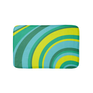 Tapis De Bain les années 70 Retro Super Wave Rainbow Turquoise V