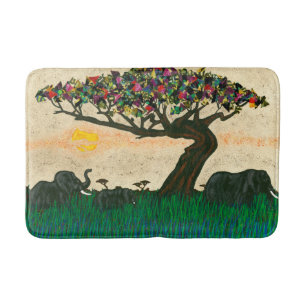 Tapis De Bain Les éléphants sur les plans de l'Afrique