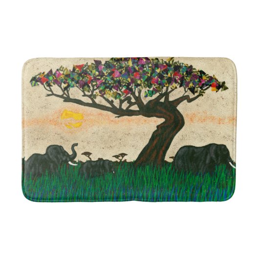 Tapis De Bain Les éléphants sur les plans de l'Afrique (Devant)