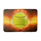 Tapis De Bain Les flammes de balle rapide de softball jaune de S (Devant)
