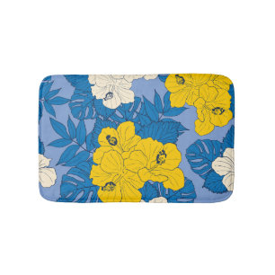 Tapis De Bain Les fleurs d'Hibiscus et les feuilles