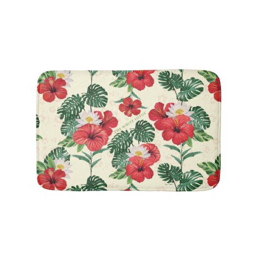 Tapis De Bain Les fleurs tropicales du Lotus Blanc (Devant)