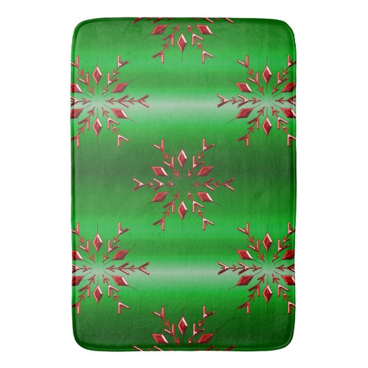 Tapis De Bain Les flocons rouges de Noël vert (devant Vertical)