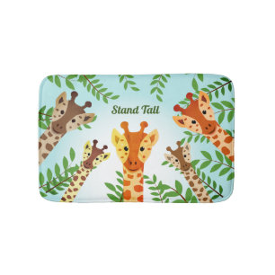 Tapis De Bain Les grands souriants de Giraffes, le ciel Feuille