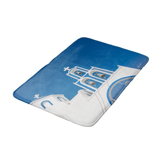 Tapis De Bain Les monuments | Église grecque du dôme bleu (Angle)