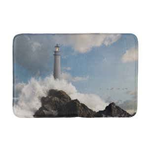 Tapis De Bain Les phares Phare Avec Vagues De Crise