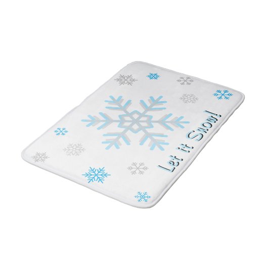 Tapis De Bain Let It Snow Blue Silver Gray Snowflakes (Angle)