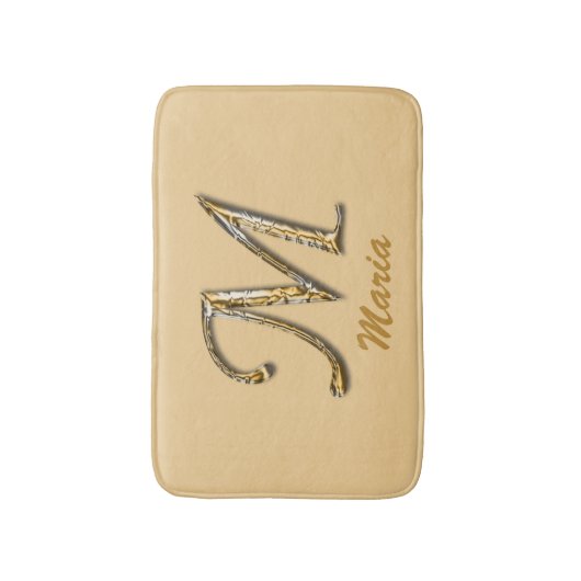 TAPIS DE BAIN LETTRE D'ARGENT D'OR M MONO INITIAL (Devant (Vertical))