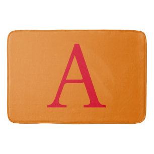 TAPIS DE BAIN LETTRE INITIALE MONOGRAPHIQUE MODÈLE ROUGE ORANGE