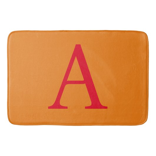 TAPIS DE BAIN LETTRE INITIALE MONOGRAPHIQUE MODÈLE ROUGE ORANGE (Devant)