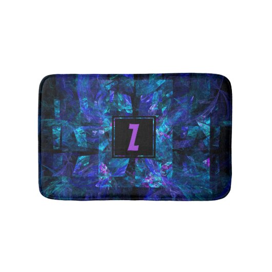 Tapis De Bain LETTRE INITIALE Tendance Monogramme Bleu chatoyant (Devant)
