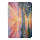Tapis De Bain Lever de soleil à l'aquarelle de l'étang (devant Vertical)