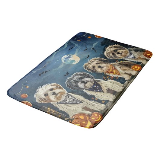 Tapis De Bain Lhasa Apso Halloween Éffrayant (Angle)
