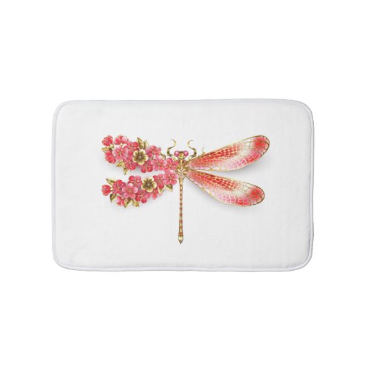 Tapis De Bain libellule de fleurs avec sakura de bijoux (Devant)