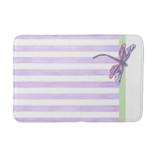 Tapis De Bain Libellule et rayures violettes