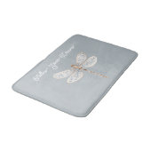 Tapis De Bain Libellule grise bleue bronze blanc (Angle)