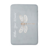 Tapis De Bain Libellule grise bleue bronze blanc (Devant (Vertical))