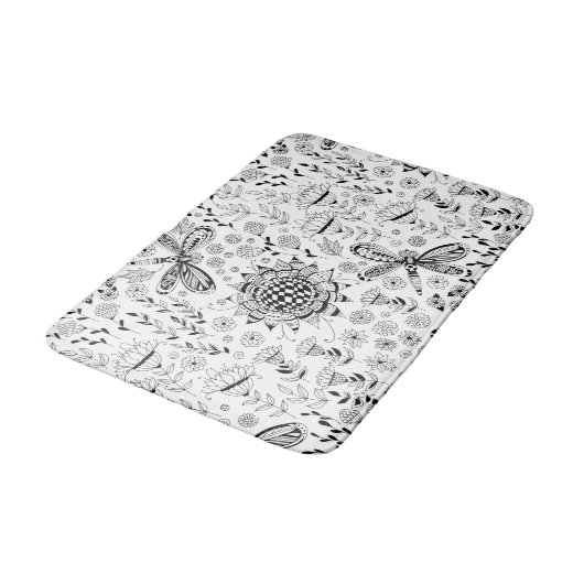 Tapis De Bain libellules et fleurs (Angle)