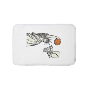 Tapis De Bain Liberty Basketball Dunk Dessin de gravure vintage_