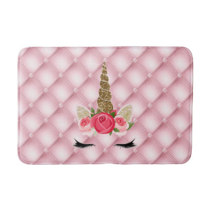 Tapis De Bain Licorne Pailletée Or & Roses Roses Tendances Migno