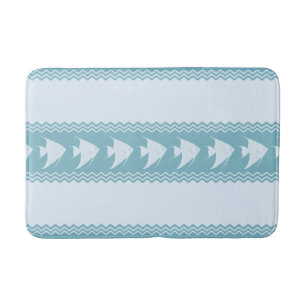 Tapis De Bain Light Blue Coastal Angelfish Stripes