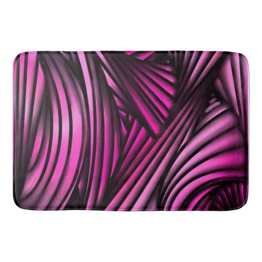 Tapis De Bain Lignes Abstraites en rose (Devant)